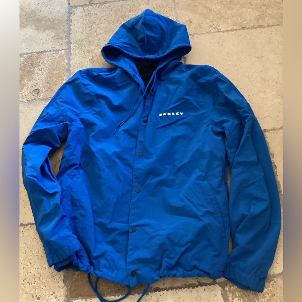 Oakley Custom Fit Spellout Logo Hooded Mesh Lined Jacket Windbreaker SZ XL